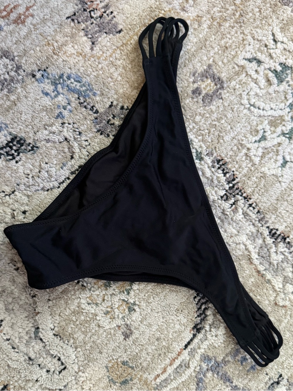 Victoria's Secret Black Strappy Bikini Bottoms with Side Cutouts